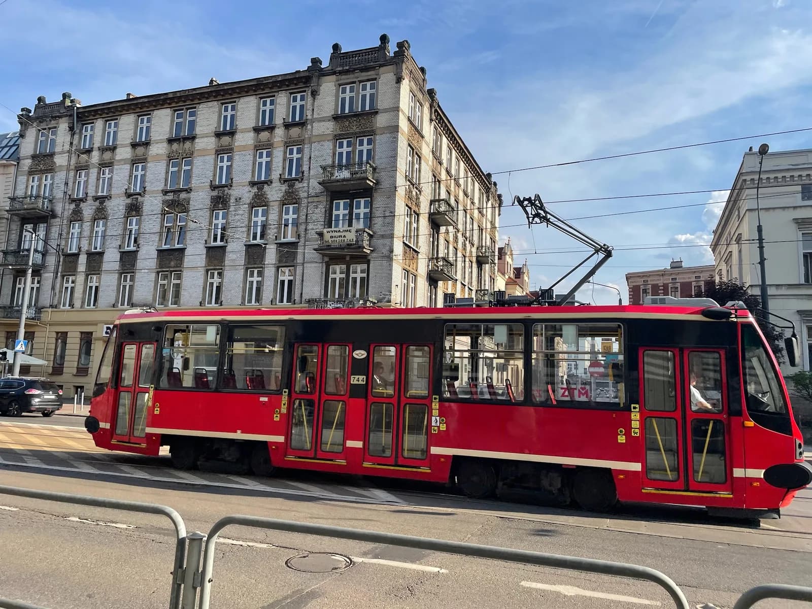 Un tramway dans les rues de Cracovie