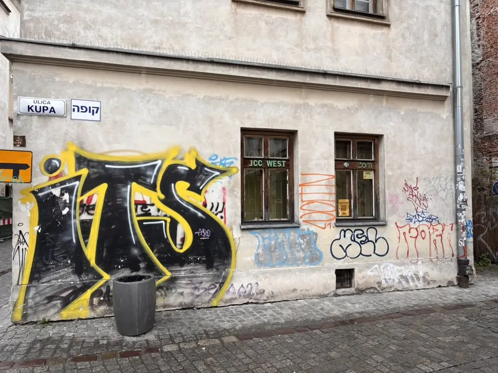 Murale di street art in via Kupa, nel quartiere ebraico di Kazimierz a Cracovia