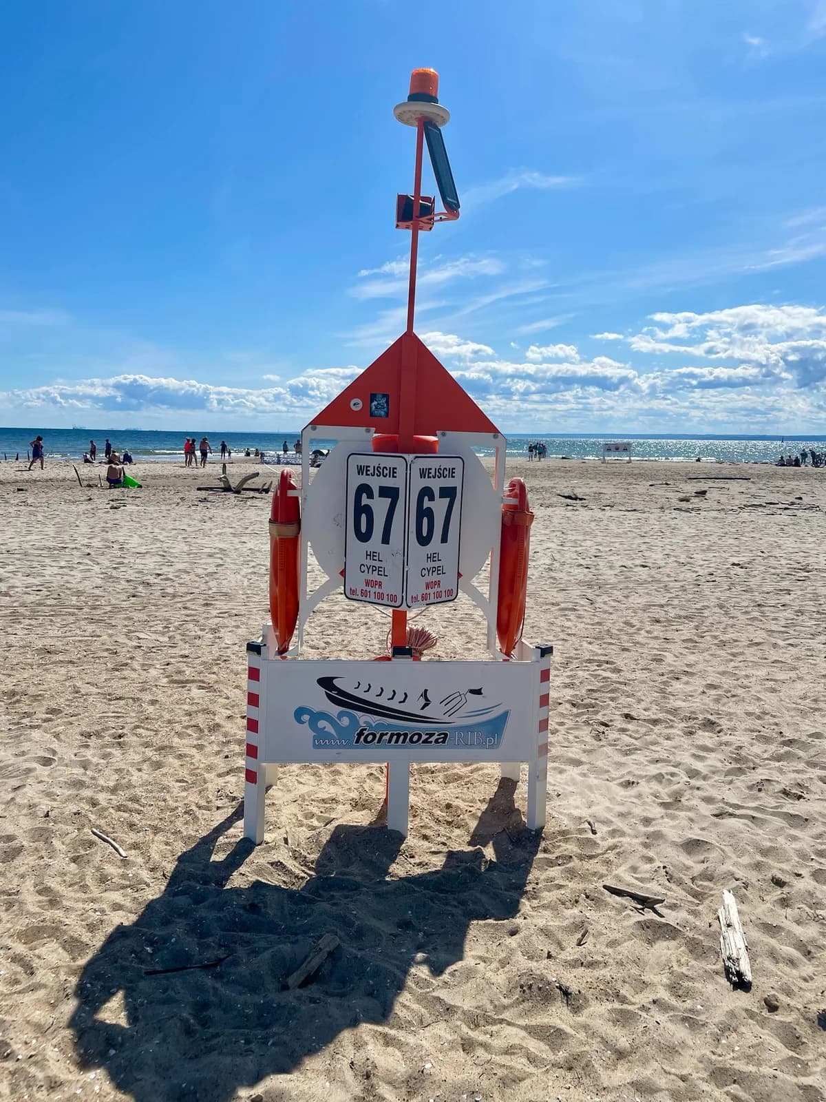 Panneau d'accès à la plage (Wejście 67) sur la presqu'île de Hel